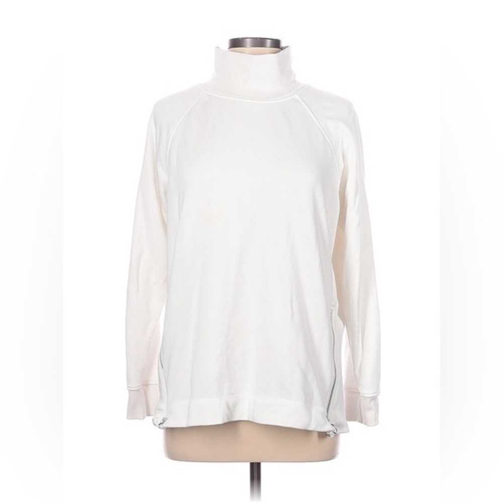🩷 workshop republic clothing white turtleneck sweater with silver zippers